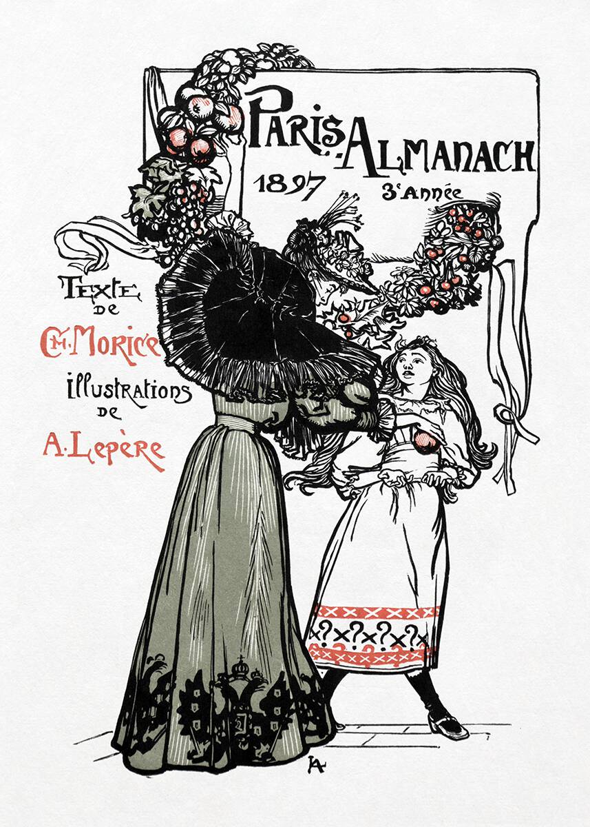 Auguste Lepère, front cover design for Paris-Almanach 1897, by Charles Morice, Paris: 1897 oldbookillustrations.com/illustrations/…