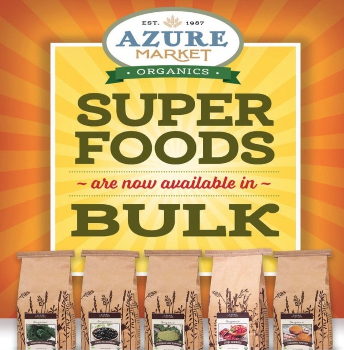 AzureStandard's tweet photo. Super foods are nutrient-dense, tasty and now available in bulk!

SHOP SUPERFOODS HERE:
https://t.co/QF7yebgip7

#superfoods #spices #turmeric #lunch #cooking #pantry #organic #azure #preparedness #homsteading #bulk #save https://t.co/kagMoPDKsj