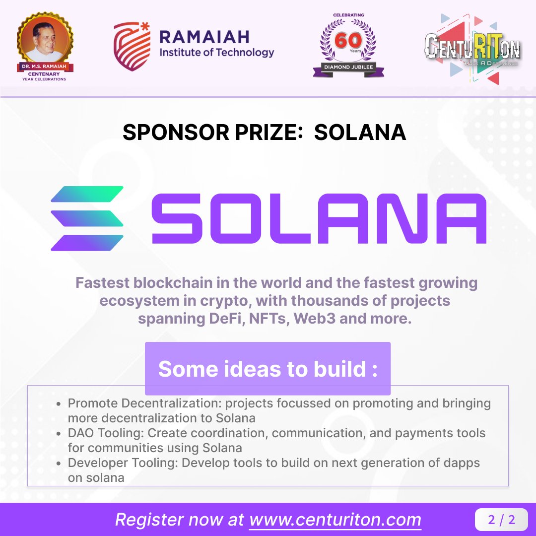 centuriton's tweet photo. @solana problem statement annouced! Prizes worth $USDC 850!
Head to https://t.co/TAMnTOCdHE to know more!

#HackADifference #hackathon #Blockchain #CyberSecurity #IoT #Artificial_Intelligence #MachineLearning https://t.co/7hBHAkm5ZG