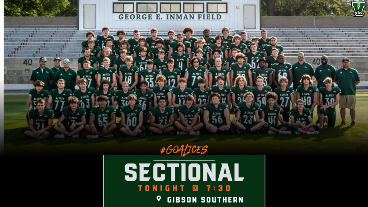 AlicesAthletics's tweet photo. Good luck to the football Alices in tonight's 7:30 PM EDT sectional game at Gibson Southern. https://t.co/RTIfZvYvjm