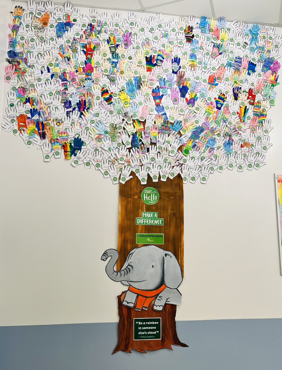 Pedulla_Psyched's tweet photo. It’s the end to our #StartwithHelloWeek @WeAreGananda all students in the elementary signed a hand to pledge their continuation of supporting others throughout the year by “Starting with Hello” #GanandaPROUD https://t.co/1mi7R2yjpG