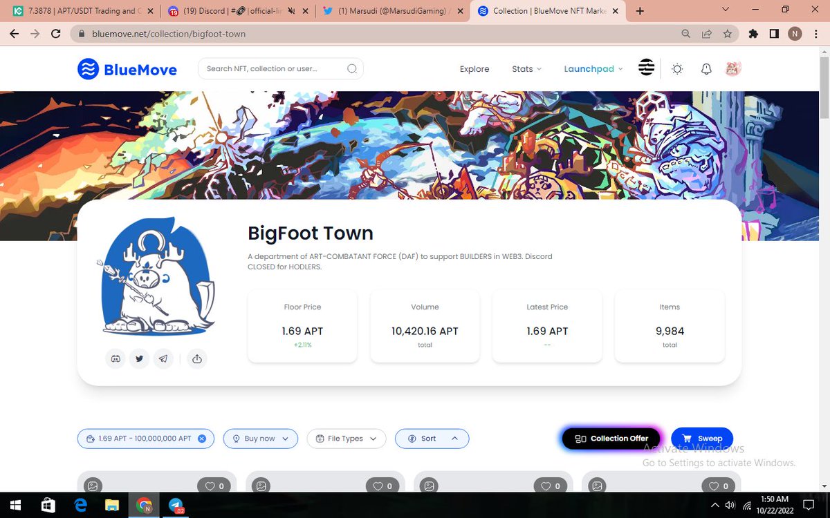 DegenXchad's tweet photo. Join Now With @BigfootTownNFT Dont Late With 0% Royalty  @BlueMoveNFT  #Aptos #NFTs #AptosNFT #Bluemove https://t.co/DOTysbl55c