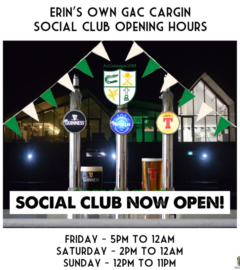 Cargin_Gac's tweet photo. Reminder the social club will not be open until 4pm this Saturday due to the health and well being training on at the club. https://t.co/mHCzqNlcI2