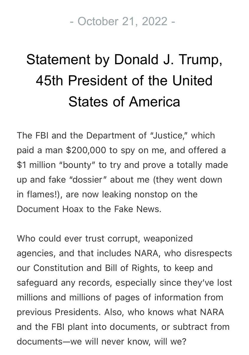 Statement by Donald J. Trump, 45th President of the United States of America