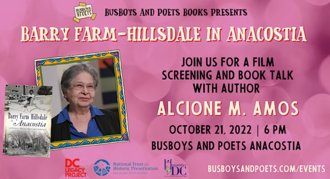 Join the DC Legacy Project at Busboys and Poets Anacostia tonight at 6pm for a film screening and book talk. Supported by HumanitiesDC, this event will explore the history and legacy of Barry Farm-Hillsdale, shedding light on this historically Black community.