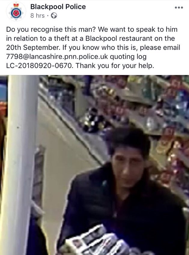 Remember when Ross from Friends nicked a crate of lager in Blackpool.