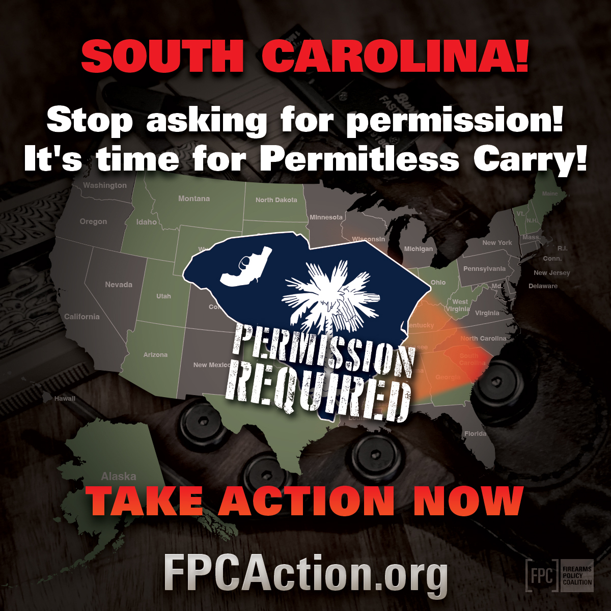 South Carolina is poised to pass permitless carry and join the 25 other states that have successfully done so, but it will require all to get it over the finish line! Take action today at FPCAction.org