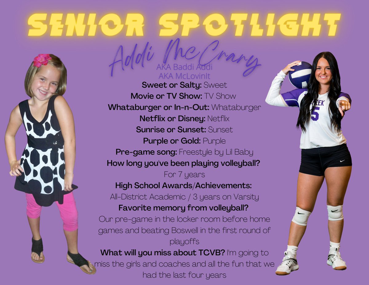 ‼️SENIOR SPOTLIGHT‼️

Addi McCrary #⃣5⃣ <a href="/AddiMccrary/">Addi Mccrary</a>