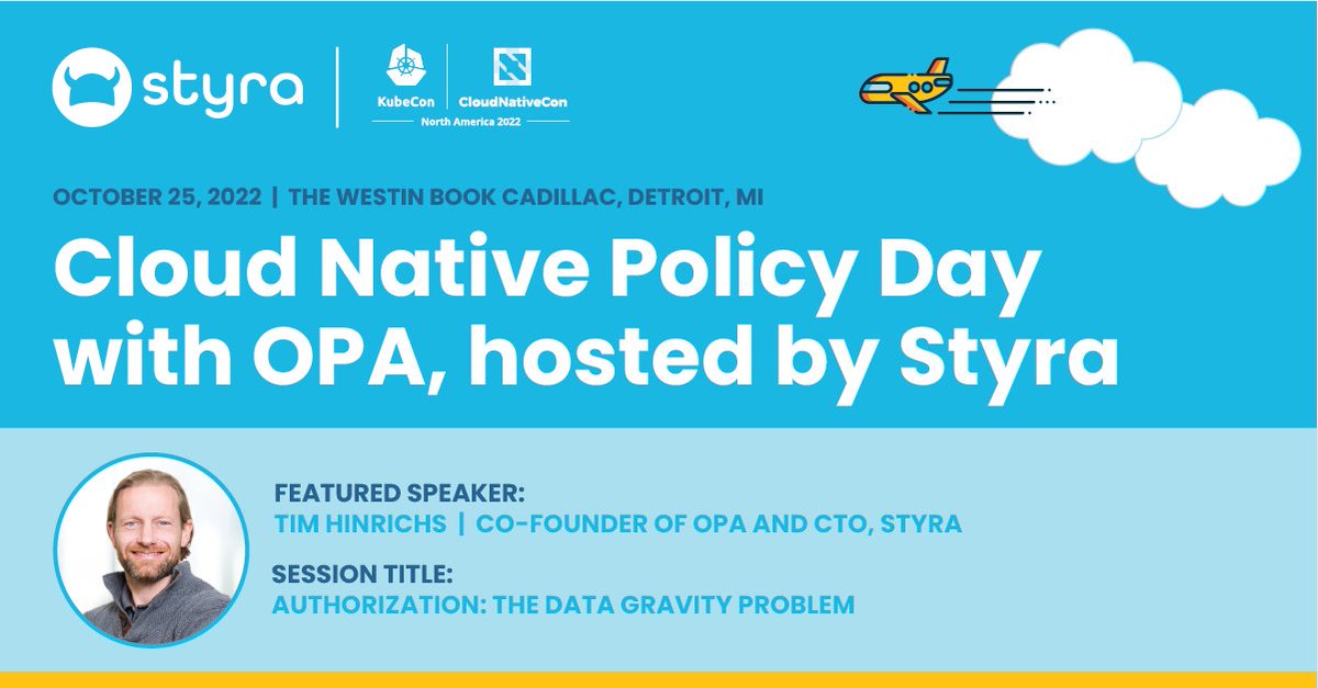 Hope to see folks at the <a href="/styrainc/">Styra, Inc.</a> Policy day at #Kubecon next week!  My talk is a new one covering data-gravity and <a href="/OpenPolicyAgent/">Open Policy Agent</a> design patterns.  Looking forward to seeing folks again in person! styra.com/cloud-native-p…