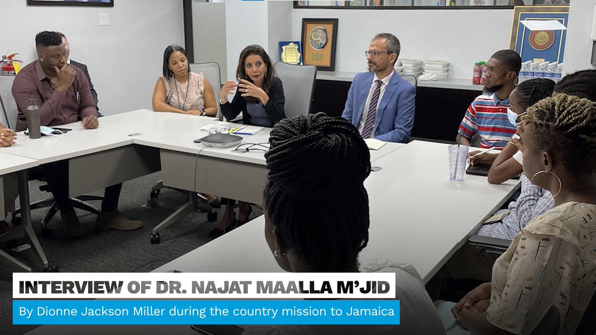 In #Jamaica Radio interview Dr. Maalla M'jid #BeyondtheHeadlines RJR @djmillerJA 🗣️'We need to address the drivers of violence online & offline. To be effective we need to empower children to protect themselves and to support others.' #EndViolence 🔊👉youtu.be/vBEyvFvywwo