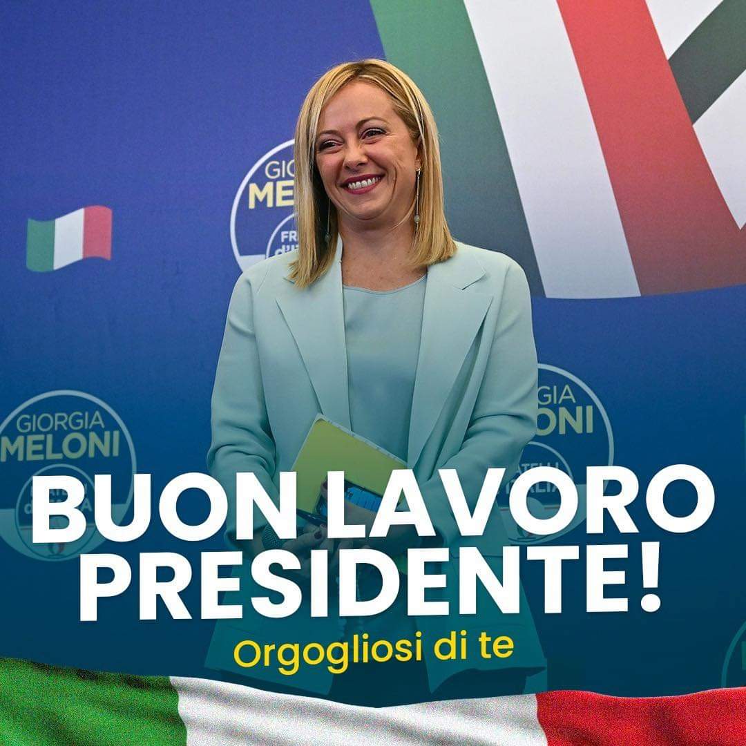 Giorgia Meloni è Presidente del Consiglio incaricato. Adesso al lavoro per risollevare la Nazione 🇮🇹