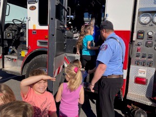 Mexico Firefighters visited Mexico Elementary today to share fire safety information and show off their cool fire truck!