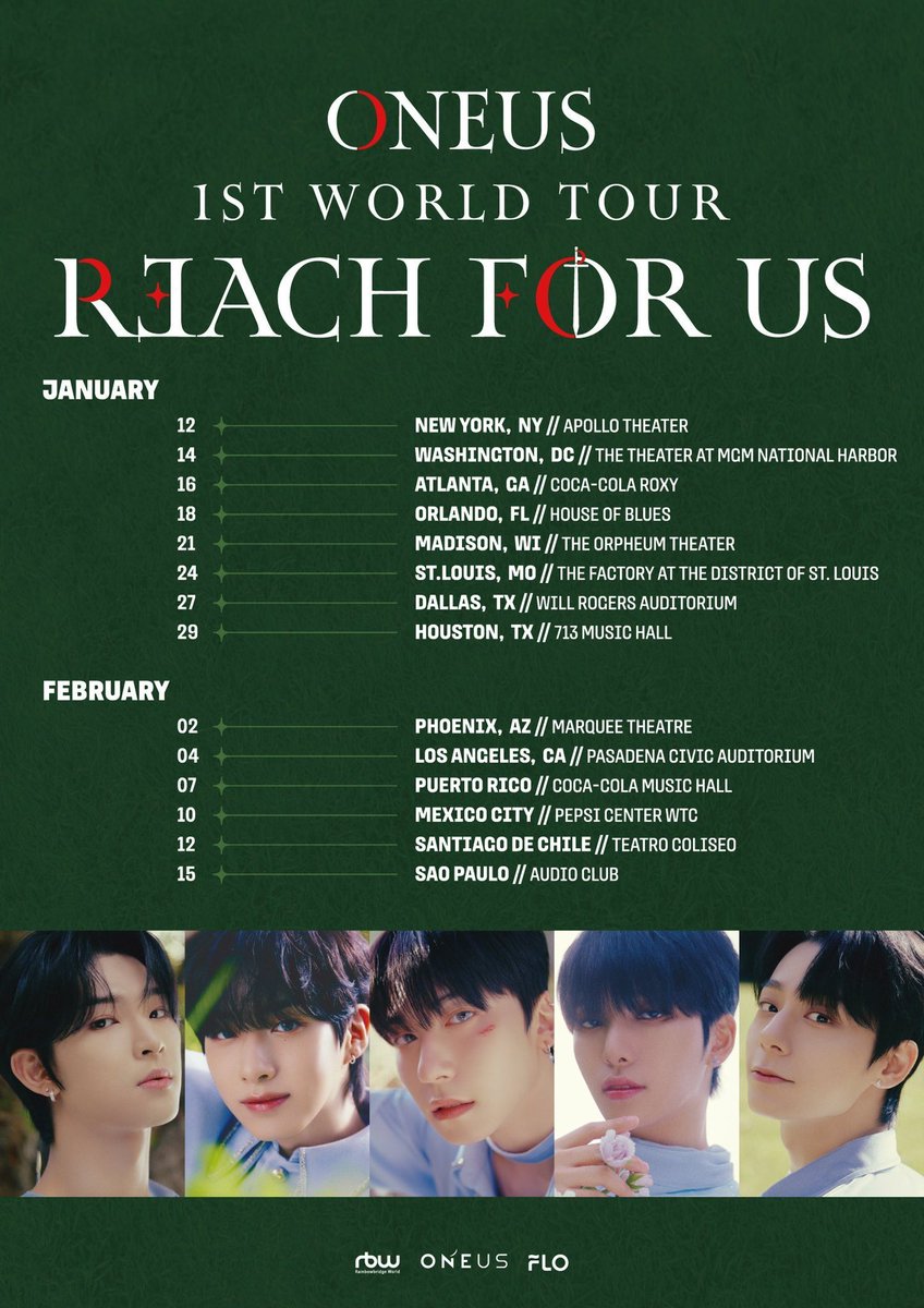 sl0thWoong's tweet photo. ONEUS 1st World tour : Reach for us 

NorthAmerica dates and venues has been updated 

US, Puerto Rico, Mexico, Chile and brazil included in the tour 

#ONEUS #원어스 https://t.co/p9NmFoeUNj