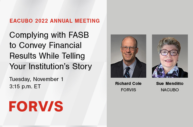 MarjorieHull's tweet photo. Join @FORVIS at the EACUBO 2022 Annual Meeting in New York City! Drop by booth #49 to say hello to our team and learn how we can support your institution. Find details here. https://t.co/vGNnv3OXv5 https://t.co/HhQxUTzhsz