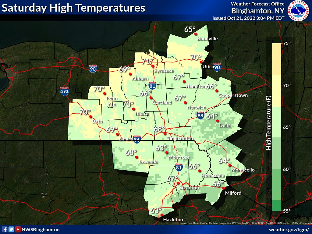 NWS Binghamton on Twitter "Saturday will be sunny with mild temperatures for late October. High