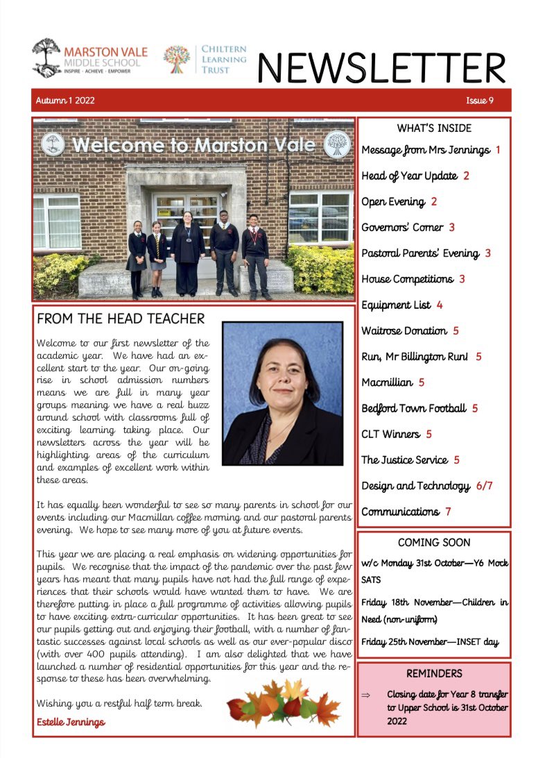 Vicki Collin (@vickicollin) on Twitter photo Our Autumn 1 Newsletter was shared via ParentMail with all families today. It was a pleasure to reflect on some of the highlights our school community has achieved during this first half-term ⭐️ <a href="/MVM_school/">Marston Vale Middle</a> Our Autumn 1 Newsletter was shared via ParentMail with all families today. It was a pleasure to reflect on some of the highlights our school community has achieved during this first half-term ⭐️ <a href="/MVM_school/">Marston Vale Middle</a>