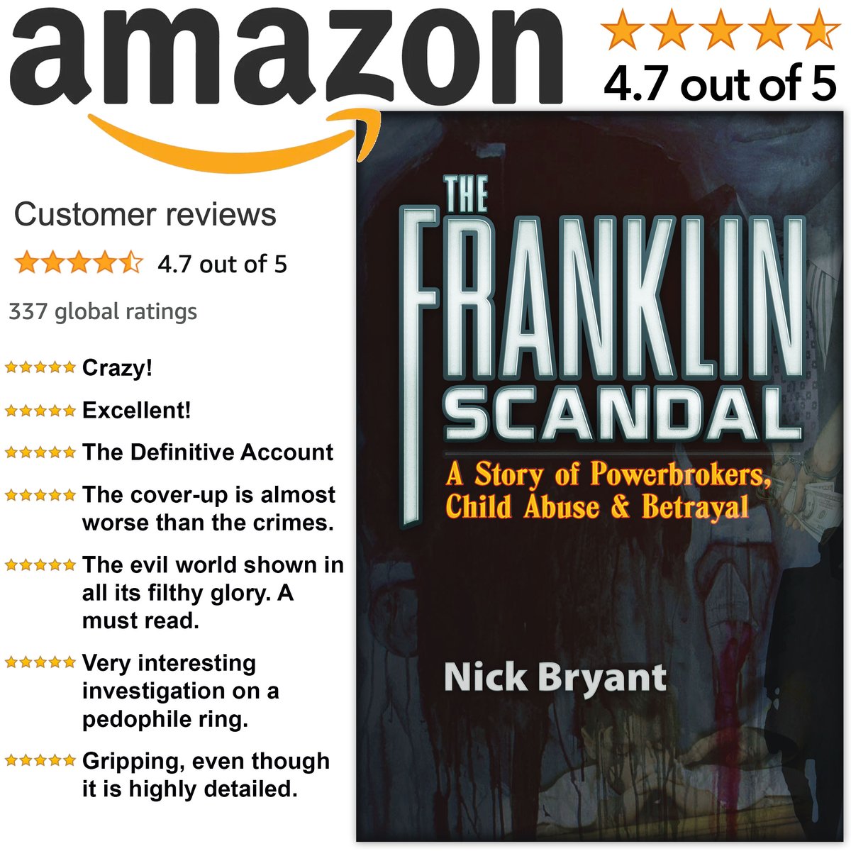 📙 THE FRANKLIN SCANDAL 📙

A chilling exposé of corporate corruption and government cover-ups, this account of a nationwide child-trafficking and pedophilia ring in the United States tells a sordid tale of corruption in high places. amzn.to/3oAsumD