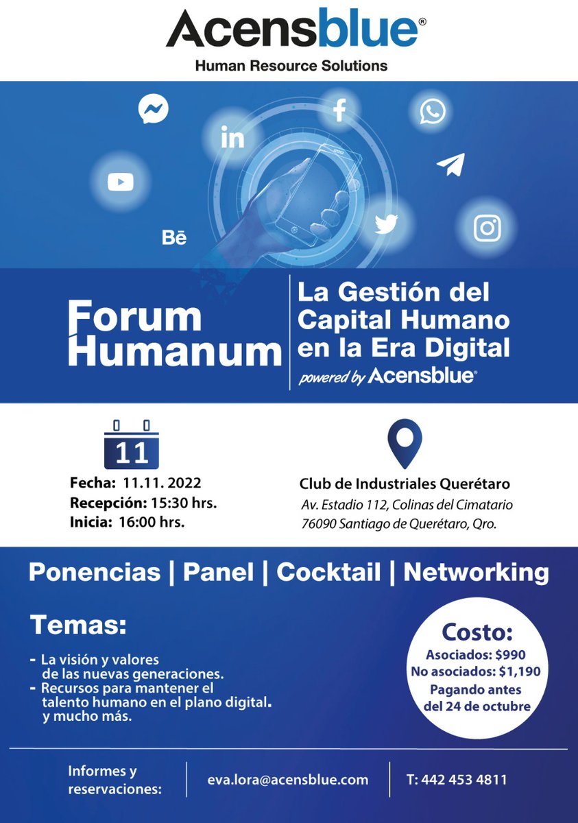 CANACINTRAqro's tweet photo. 🤝🏻 FORUM HUMANUM
"Gestión de Capital Humano en la Era Digital".
⚠️ DESCUENTO PAGANDO ANTES DEL 24 DE OCTUBRE.
.
.
👍🏻 𝗦𝗜𝗚𝗨𝗘 𝗡𝗨𝗘𝗦𝗧𝗥𝗔𝗦 𝗥𝗘𝗗𝗘𝗦
𝗜𝗚: @canacintra_qro
𝗙𝗕: CANACINTRA QUERÉTARO
.
#CANACINTRA #canacintraqro
#VisiónDeFuturo https://t.co/g8NUnLlqeF