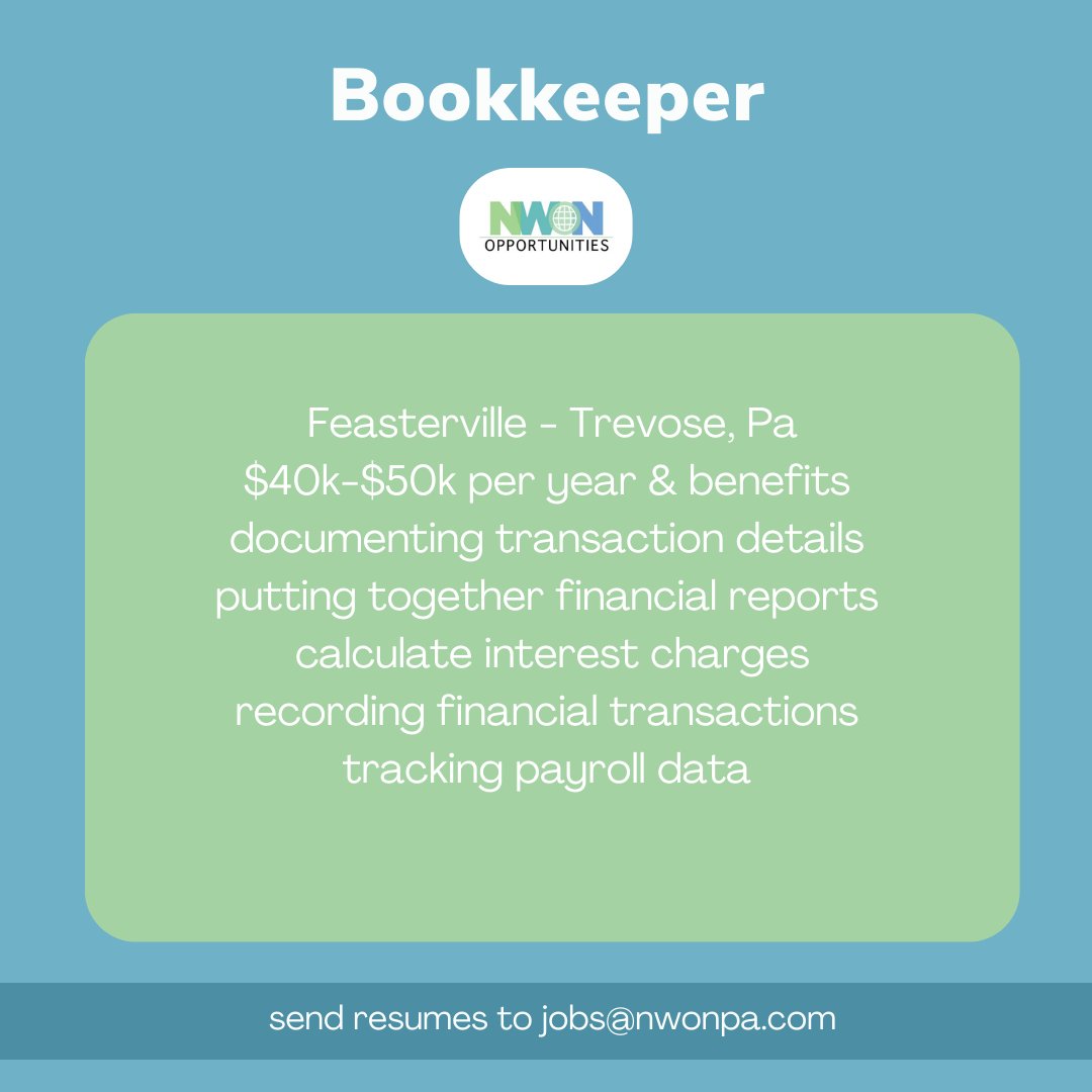 NWONPA's tweet photo. NEW JOB ALERT! 

This job opening is in Feasterville, PA! If you meet thr requirements, please send resumes to jobs@nwonpa.com! 

#jobhunt #jobopening #phillyorg #feastervilletrevose https://t.co/CxoWSsyiPX