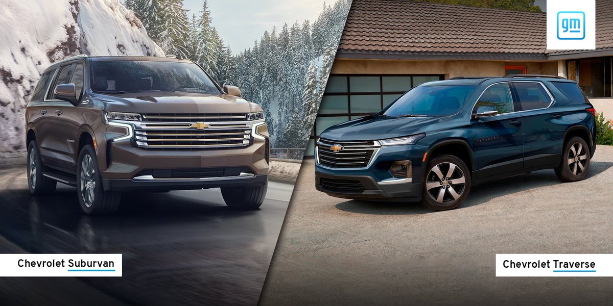 ¿Chevrolet Traverse o Chevrolet Suburban?​

Cualquiera que sea tu respuesta, tendrás todo el espacio que necesitas y gran equipamiento.