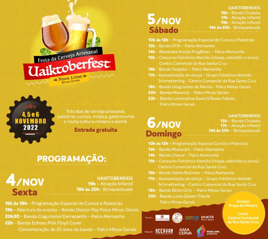 VisiteNovaLima's tweet photo. Você pediu e sonhou com este momento...
Finalmente saiu a programação e é verdade!
Não fique fora da MAIOR e MELHOR Festa da Cerveja Artesanal de Nova Lima! https://t.co/QCZW1nRJY3
