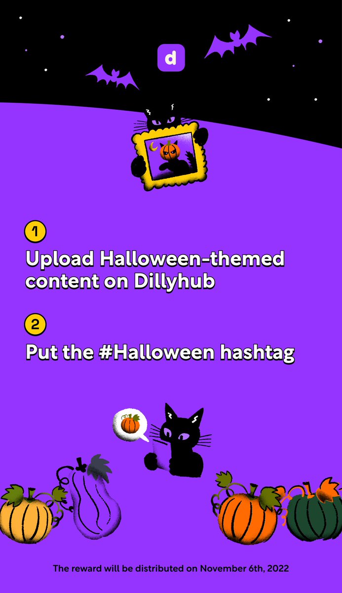 dillyhub's tweet photo. 👻 Trick or Treat! 🍬
Take part in the Dillyhub Halloween event and earn 30 meow coins!

🎃 Event period
~ Oct 31st 23:59 (PST)

1️⃣ Upload Halloween-themed content
2️⃣ Add #Halloween hashtag in:
👻 Gallery caption
👻 Episode title
👻 Product summary https://t.co/pvtEsyo4ym