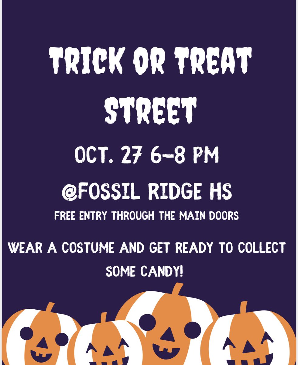 FossilRidgeHS's tweet photo. Join us for Trick or Treat Street next week! https://t.co/WGgbkmNLsJ