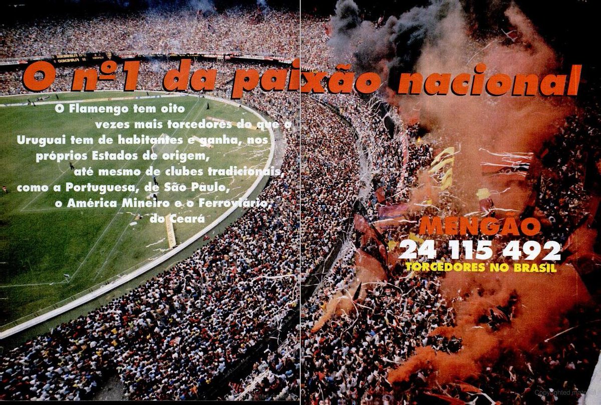flahistoria's tweet photo. Outubro, 1993 #flahistoria 
[🗞 Revista @placar | no. 1088]

O no. 1 da paixão nacional

📝 "O Flamengo tem oito vezes mais torcedores do que o Uruguai tem de habitantes"

#FlaTorcida https://t.co/M0m5mxTnt8