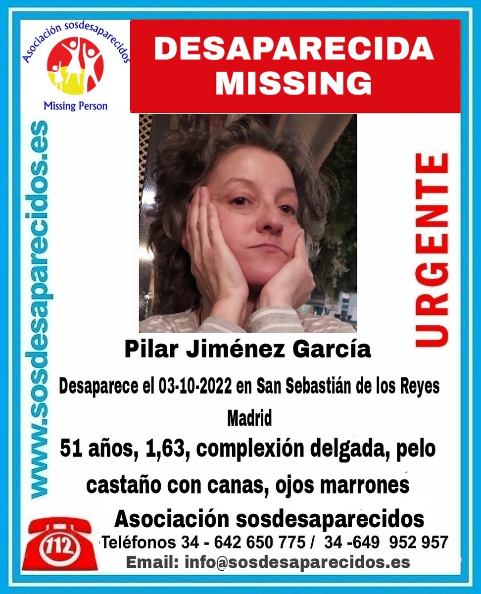 sosdesaparecido's tweet photo. 🆘 DESAPARECIDA
#Desaparecidos #sosdesaparecidos #Missing #España #SanSebastiandelosReyes #Madrid https://t.co/U0i3D8Y4mp