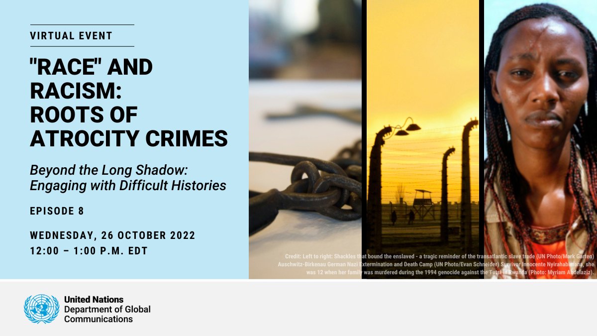 What do we mean when we talk about 'race'? Join us on how the belief in “race” shaped the history & legacy of the transatlantic trade in enslaved Africans& slavery, the Holocaust & the 1994 genocide against the Tutsi in Rwanda. 26 Oct 12-1 pm bit.ly/3EIgWG9 #NoToHate