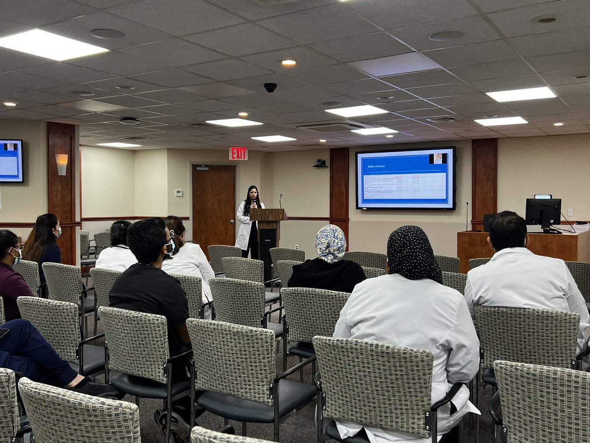 MonteWakeIM's tweet photo. Pics from Wednesday Grand Rounds: Dr. Swedish guided Dr. Carol Fernandez (PGY3 and rising Chief) and Dr. Mustafa Al-Taei (PGY2) through the discussion of some interesting trials: Dapagliflozin in HF mr/p EF, and salt restriction in HFpEF, respectively from @NEJM and @Heart_BMJ https://t.co/1eaDpxp4wa