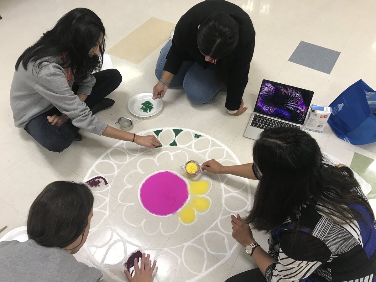 Our Rangoli makers are hard at work ⁦<a href="/EastLakeRVS/">East Lake School</a>⁩. I can’t wait to see the finished product!! ⁦<a href="/rvsed/">Rocky View Schools</a>⁩ #rvsed #diwali