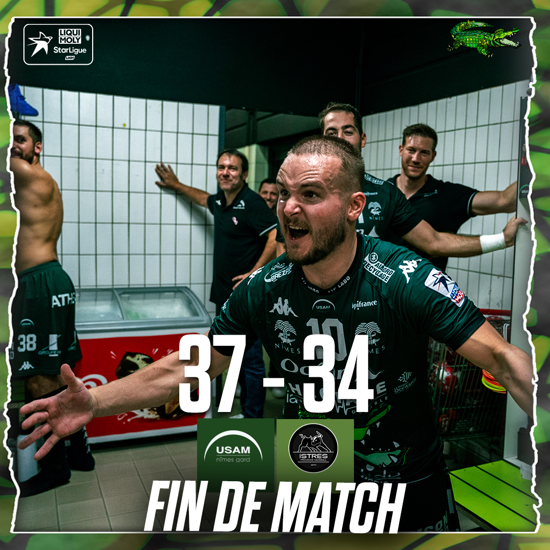 ⏱ 𝟼𝟶’ : 𝚅𝙸𝙲𝚃𝙾𝙸𝚁𝙴 𝟹𝟽- 𝟹𝟺 ! 🏁
Une victoire à domicile ce soir pour nos Green Men qui malgré un coup dur n’ont rien lâché ! 💪🏻
Merci le Parnasse Infernal, vous avez su répondre présent ! 🥳💚
#NousSommesUSAM 
#USAM #NÎMES #GARD