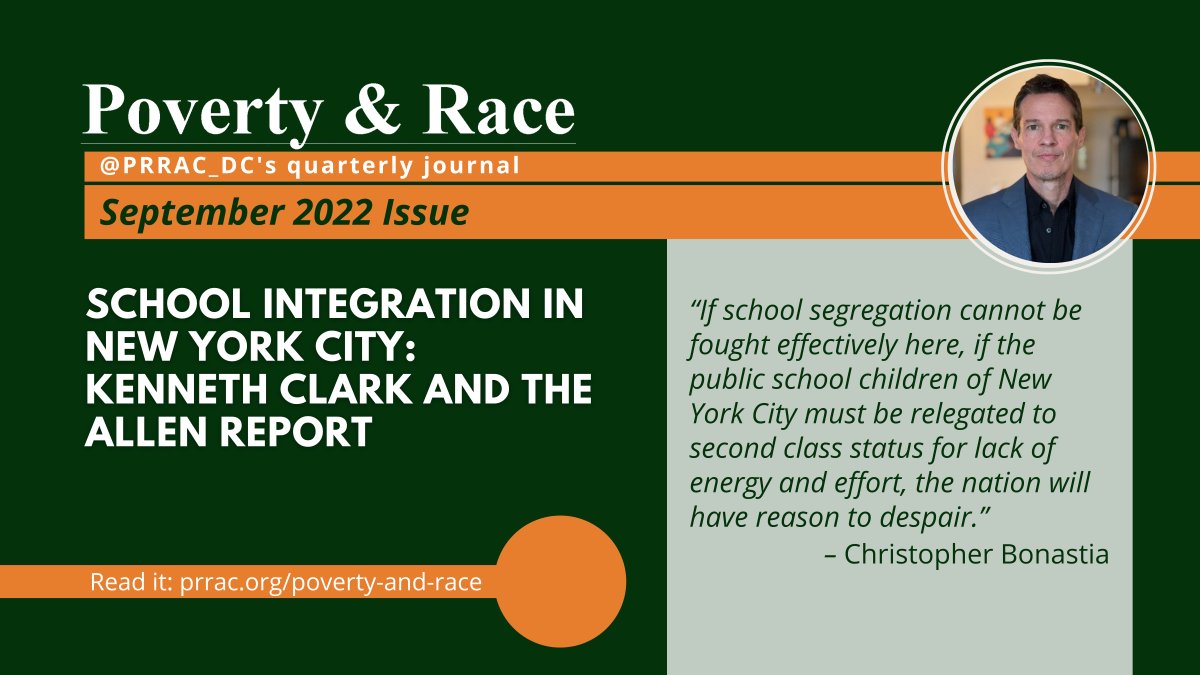 PRRAC_DC's tweet photo. Check out our latest issue of #PovertyandRace w/an article excerpted from @Uno_Collison’s (@LehmanCollege) new book The Battle Nearer to Home: The Persistence of School Segregation in New York City (@stanfordpress).
Learn more: https://t.co/QgZ0MOoK7n 
#StillNotEqual #integrateUS https://t.co/fjp3FkVwt3