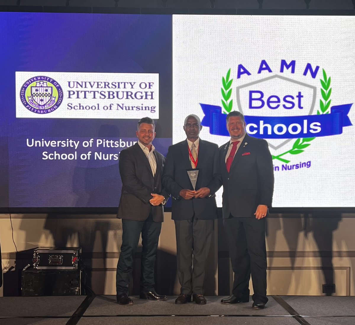 Top honors! The <a href="/AAMN_Nursing/">American Association for Men in Nursing</a> named #PittNursing one of the best schools for men in nursing! Dr. Julius Kitutu, associate dean for student affairs &amp; alumni relations &amp; chief diversity officer, accepted the award at the AAMN’s 47th annual conference in Orlando. #H2P #nursing
