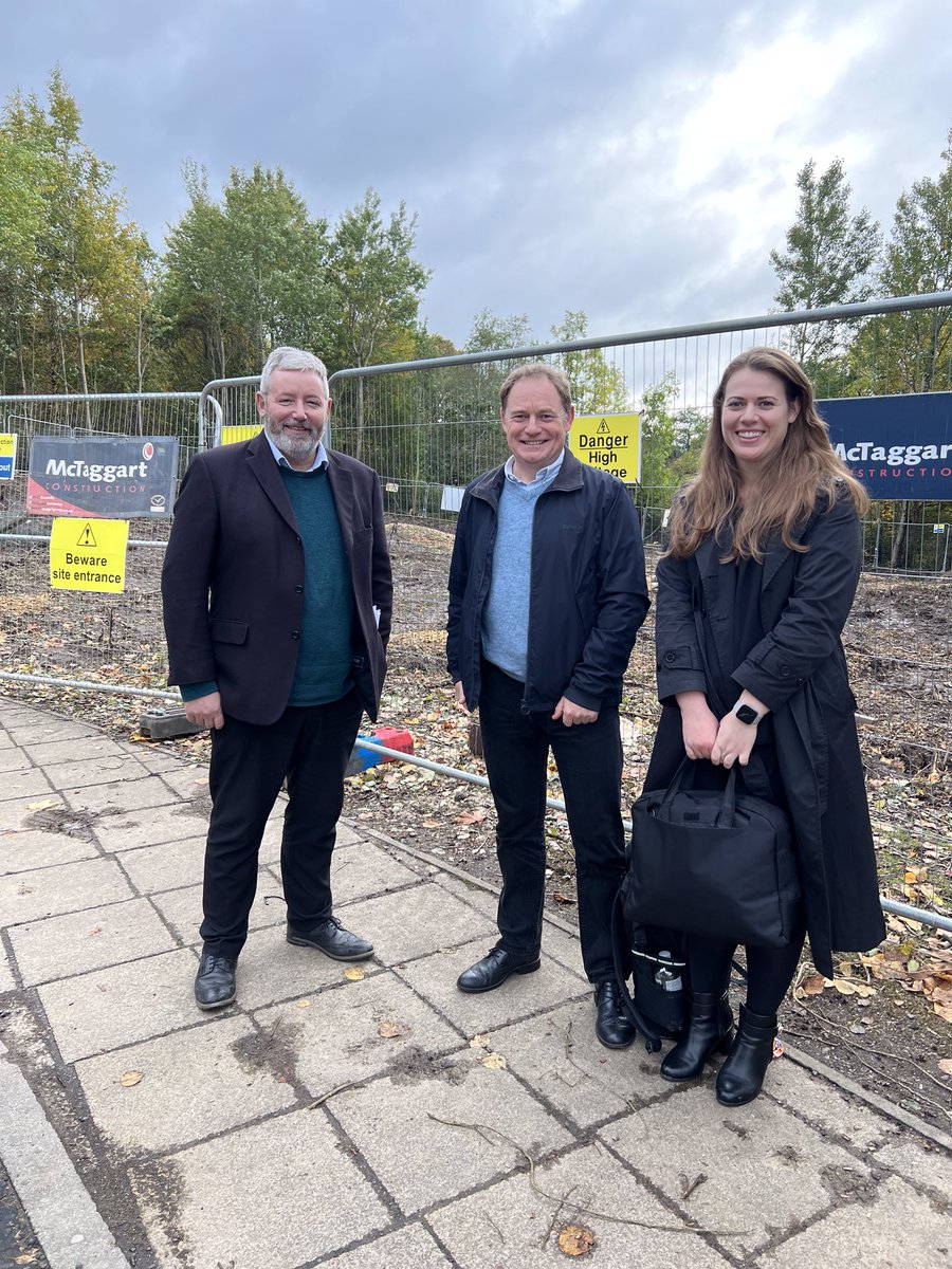 JackieGalbraith's tweet photo. Showed @ScotFundCouncil colleagues @rufusLogan1 and Hannah Wilson the site of our new #EcoHouses at @WestLoCollege this afternoon. Here they are with project lead Graham Clark. Building work starting soon for completion April 2023. #ChooseCollege #SFContour #NetZero https://t.co/PyD6cVWbiF