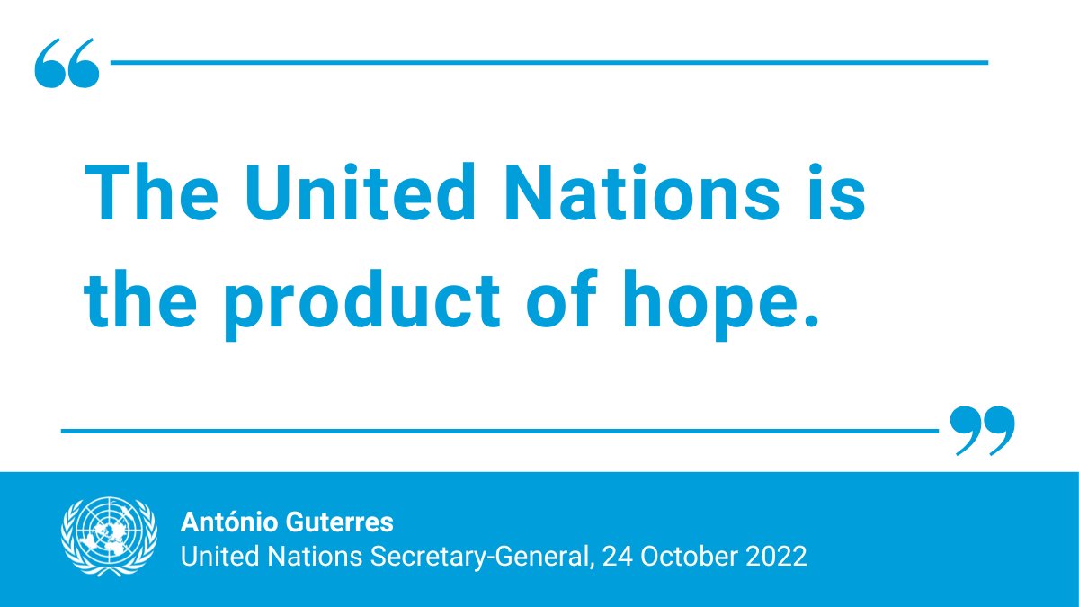UN's tweet image. &quot;Now, more than ever, we need to bring to life the values and principles of the UN Charter in every corner of the world.&quot;

-- @antonioguterres on Monday&apos;s #UNDay. un.org/en/observances…