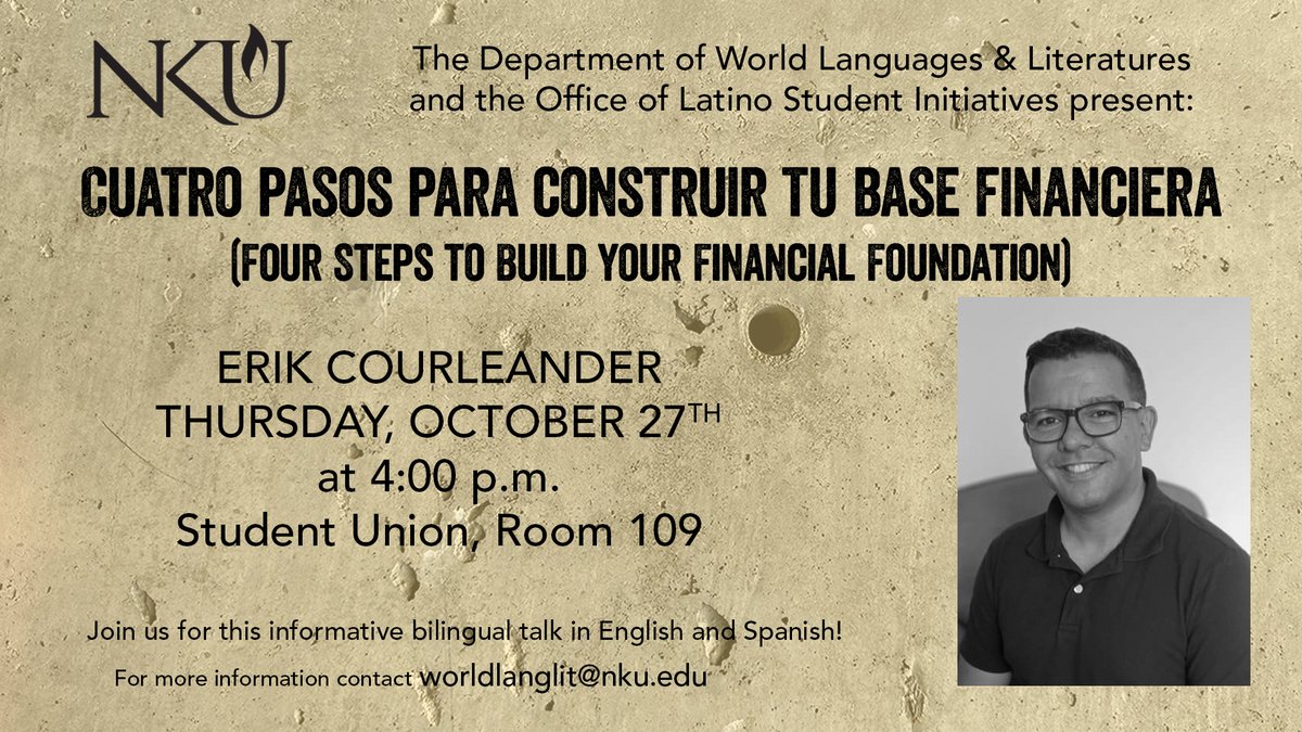 ¿Por qué es importante empezar a temprana edad a construir tu futuro financiero? 
En esta charla se hablará de la mentalidad y los hábitos necesarios para establecer una base sólida para la establidad y el éxito financiero para toda la vida. <a href="/nkuedu/">Northern Kentucky University</a> <a href="/NKUArtSci/">NKU Arts Sciences</a>
