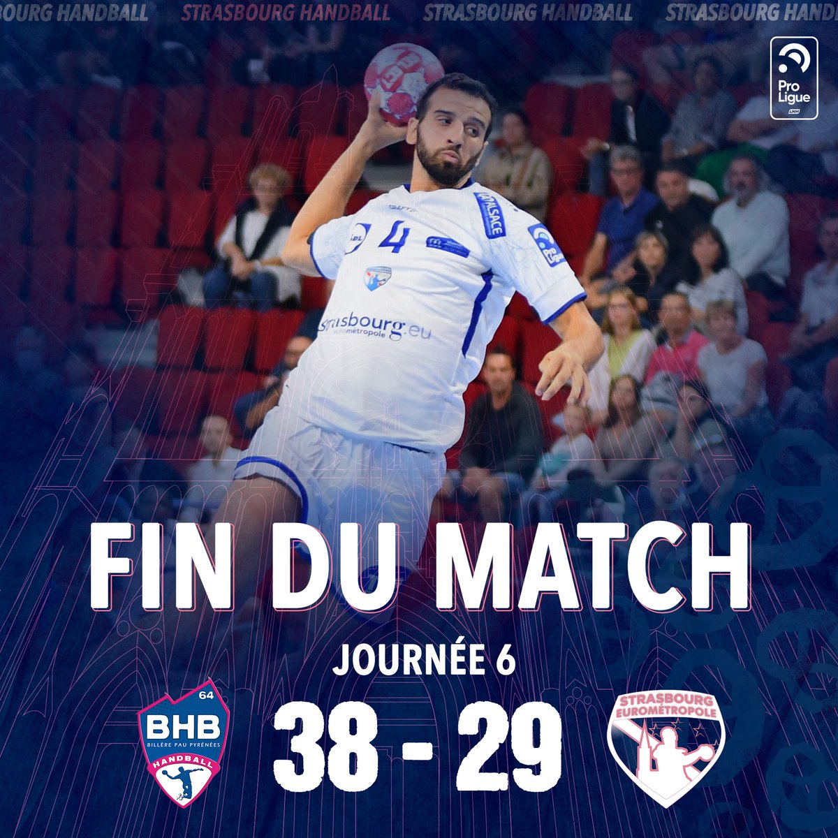 StrasEHandball's tweet photo. ❌ Défaite 38-29 à Billère... 
Prochain rendez-vous, vendredi prochain aux Malteries face à Bordeaux ! https://t.co/B1Y9Q0cgvM