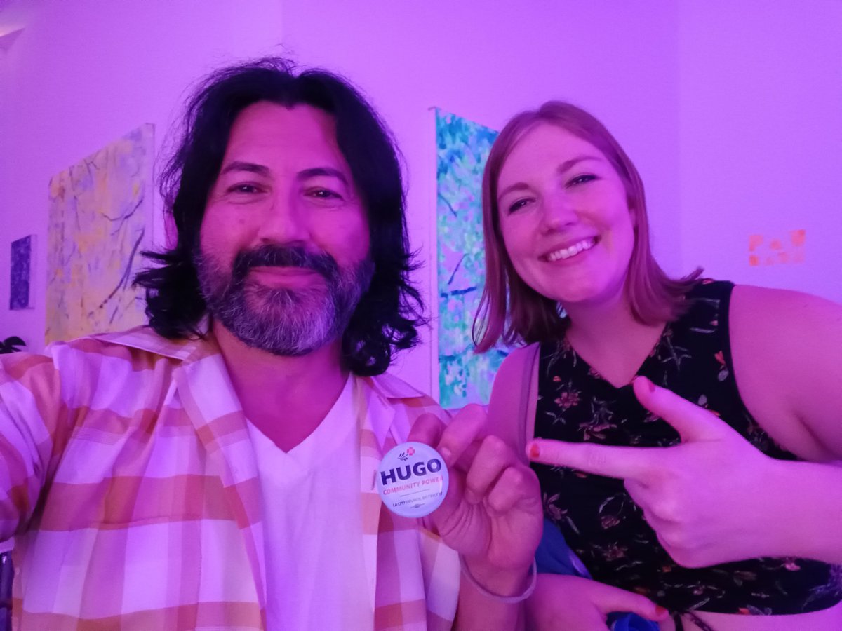I met and shared the stage with singer/songwriter @JennaIsntFamous @pauhausgallery in #Hollywood, yet another @HugoForCD13 supporter! VOTE 4 HUGO for LA City Council!! #GOTV #vote #CityOfLA #13thDistrict