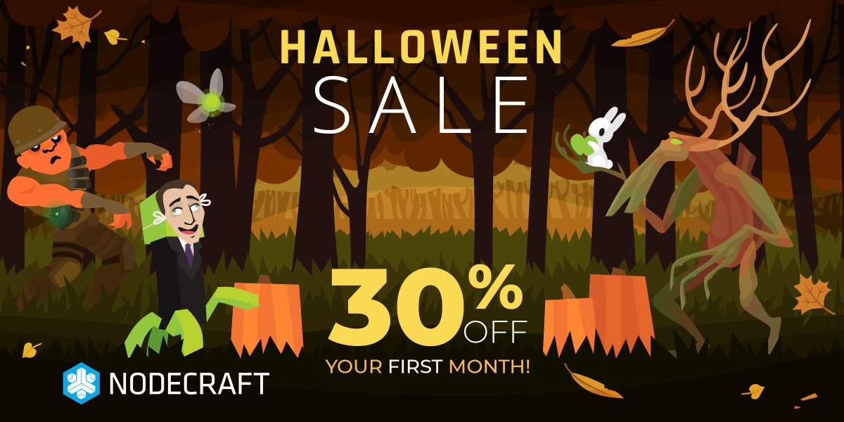 nodecraft's tweet image. 🎃The Halloween Sale is on! 👻 The spookiest games of the season are more fun with friends. Let's get your server up!  bit.ly/nchalloween #halloweensale