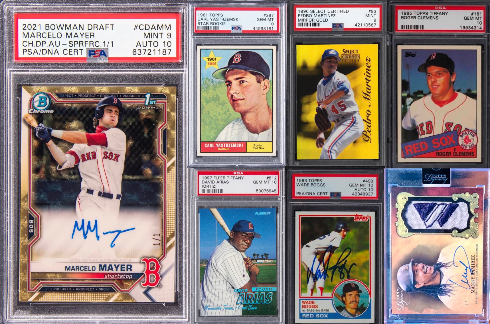 The Collectibles Guru 🧠 on Twitter: "Most expensive Marcelo Mayer card of  all-time: $132,000 Most expensive Carl Yastrzemski, Pedro Martinez, Roger  Clemens, David Ortiz, Wade Boggs &amp; Manny Ramirez cards of all-time