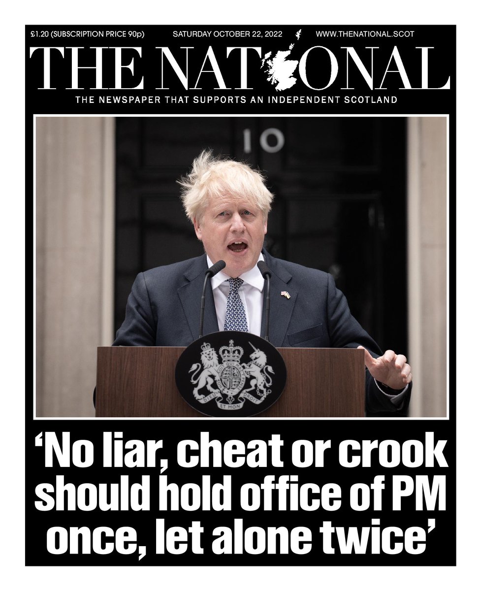 Have a look at tomorrow's front page 📰 'No liar, cheat or crook should hold office of PM once, let alone twice'