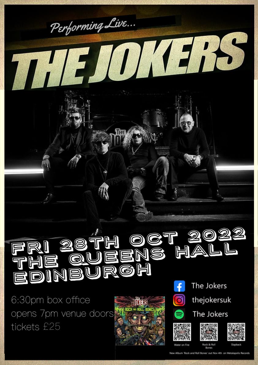 JJ (@firestormrocks) on Twitter photo DATE FOR YOUR DIARY! 28th October, <a href="/TheJokersUK/">The Jokers</a> 'LIVE', Queens Hall, Edinburgh supporting <a href="/wishboneash_com/">Wishbone Ash Official</a> This will be an awesome night. Tickets from your usual outlets. SEE YOU THERE 👍🤘🤘 DATE FOR YOUR DIARY! 28th October, <a href="/TheJokersUK/">The Jokers</a> 'LIVE', Queens Hall, Edinburgh supporting <a href="/wishboneash_com/">Wishbone Ash Official</a> This will be an awesome night. Tickets from your usual outlets. SEE YOU THERE 👍🤘🤘