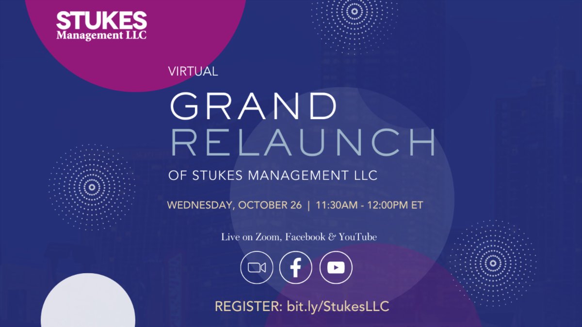 stukesllc's tweet photo. The Ultimate Invite You Don’t Want to Miss!

The Virtual Grand Relaunch of Stukes Management LLC - LIVE on Facebook, Zoom &amp; YouTube on Wed, Oct. 26!

Hosted by Alfreda Stukes, Opening Remarks by Scarlet Pressley-Brown. #relaunch #stukeslllc

REGISTER NOW: https://t.co/FkwvNsXOLA https://t.co/psOew5Zm1q