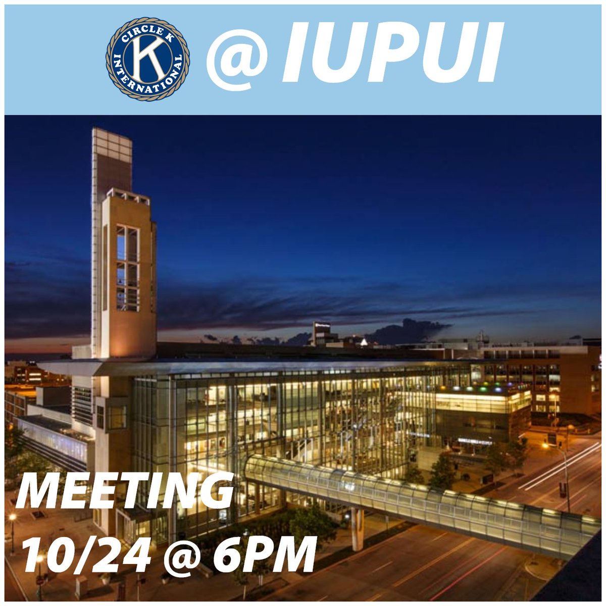 CircleKIUI's tweet photo. CKI at IUPUI will be having our next meeting this Monday, 10/24 in Room 308 of the Campus Center. We hope to see you there!
@inckiofficial #INCKIpride @circlekintnl #ChooseCKI https://t.co/Ccm1oFf7ZH
