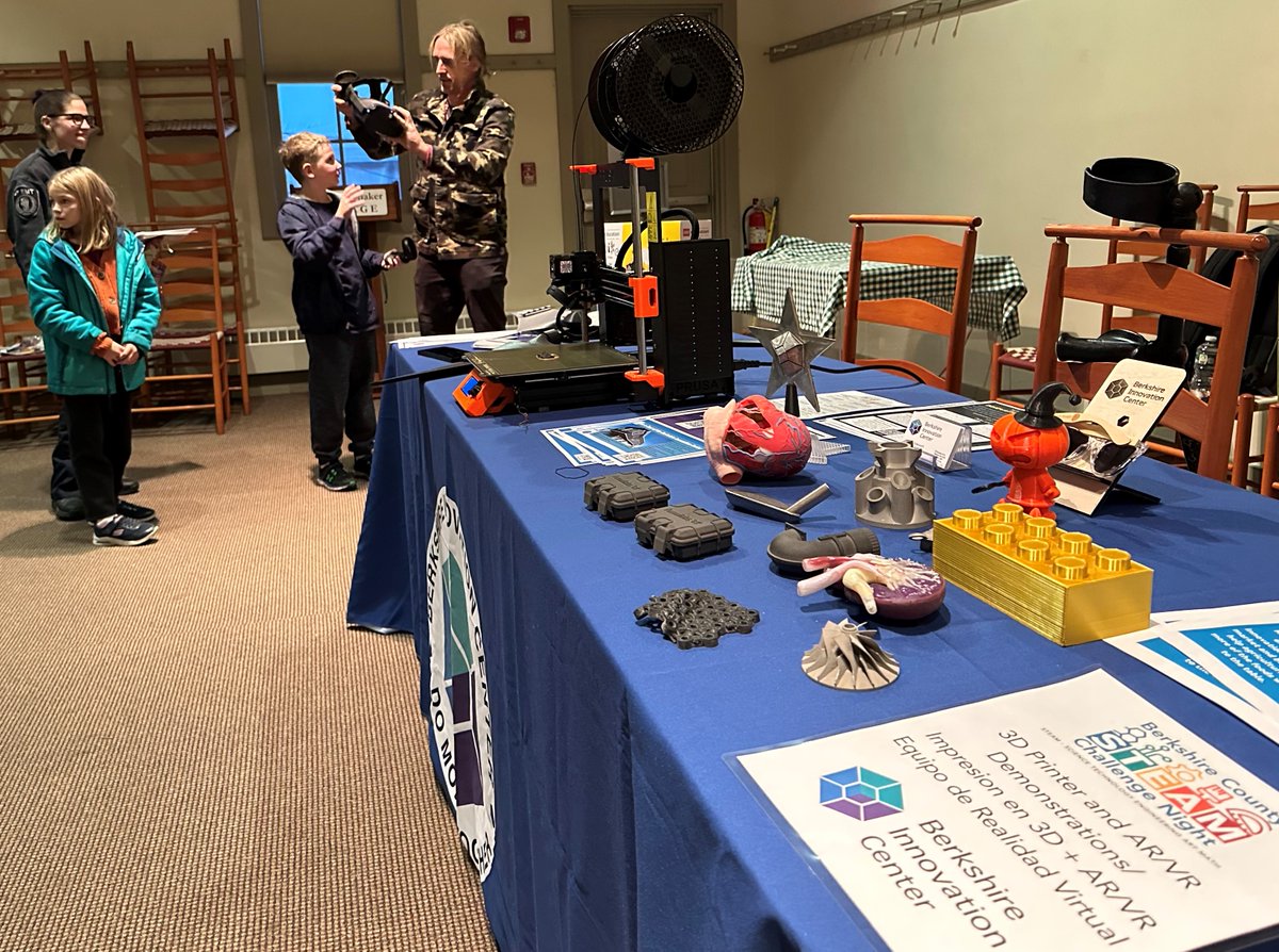 BerkInnovation's tweet photo. Lots of fun at @FlyingCloudInst's STEAM Night at @HancockShaker Village demonstrating 3D Printing and AR / VR.  #STEMWeek2022 https://t.co/qFmibyVA9r