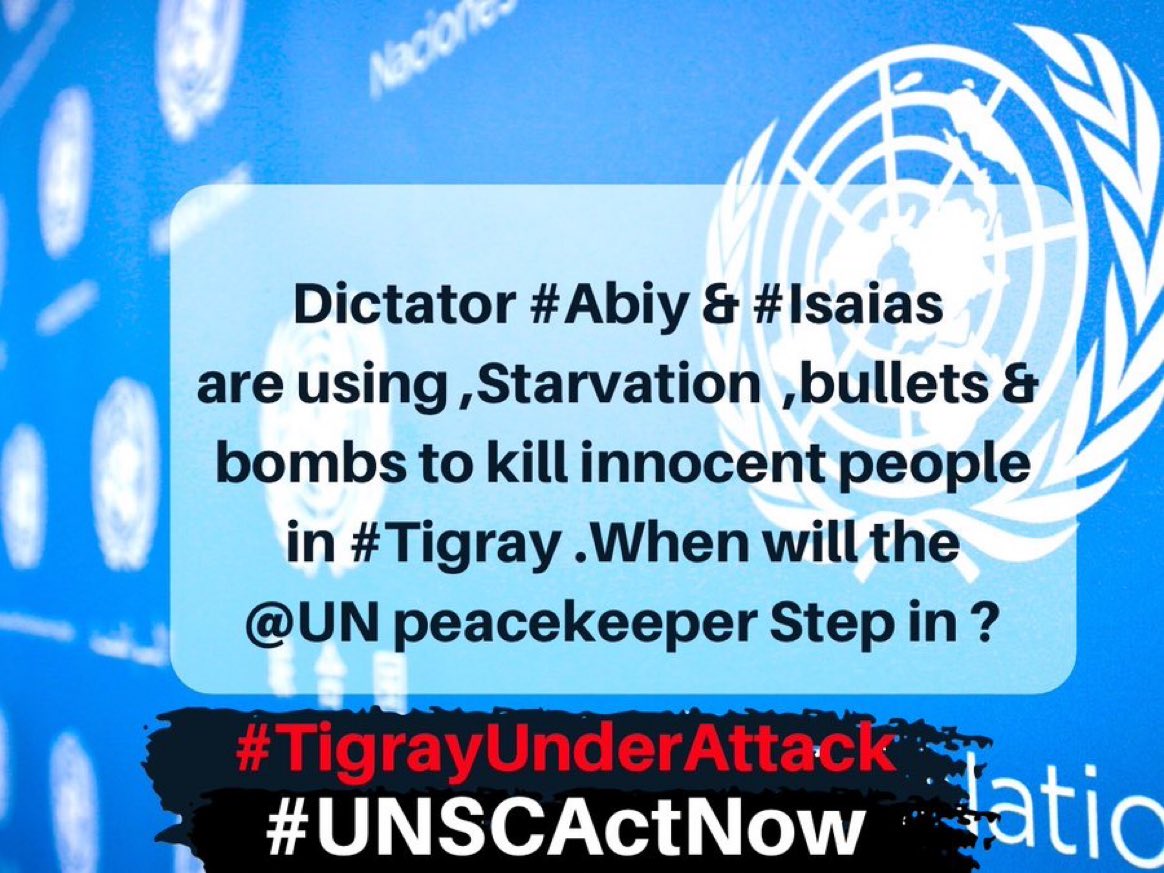 #UNSCActNow !? Genocidal war in #Tigray has killed thousands of people & forced hundreds of thousands from their homes amid shortages of food, water & medicine. ACT to end this suffering @RepGregoryMeeks
@UNReliefChief @NorwayUN #EritreaOutOfTigray #StopWarOnTigray@AT