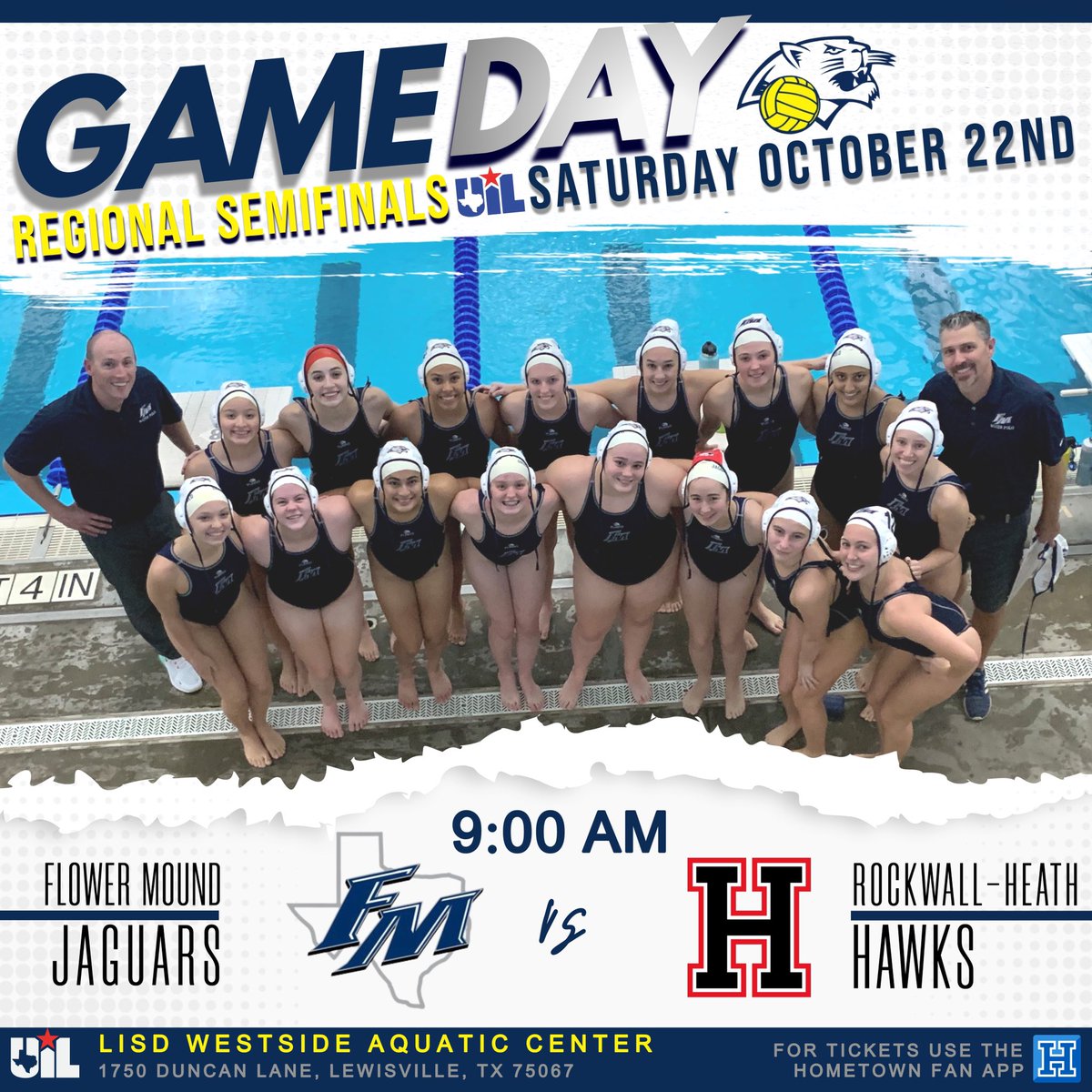 Lady Jaguars 🐆 are back in action Saturday Morning at 9am as they face off against Rockwall-Heath in the Regional Semifinals. Winner advances to Regional Finals at 5:30 Saturday! Let’s fill the stands and support our Jag #FaMily !!!