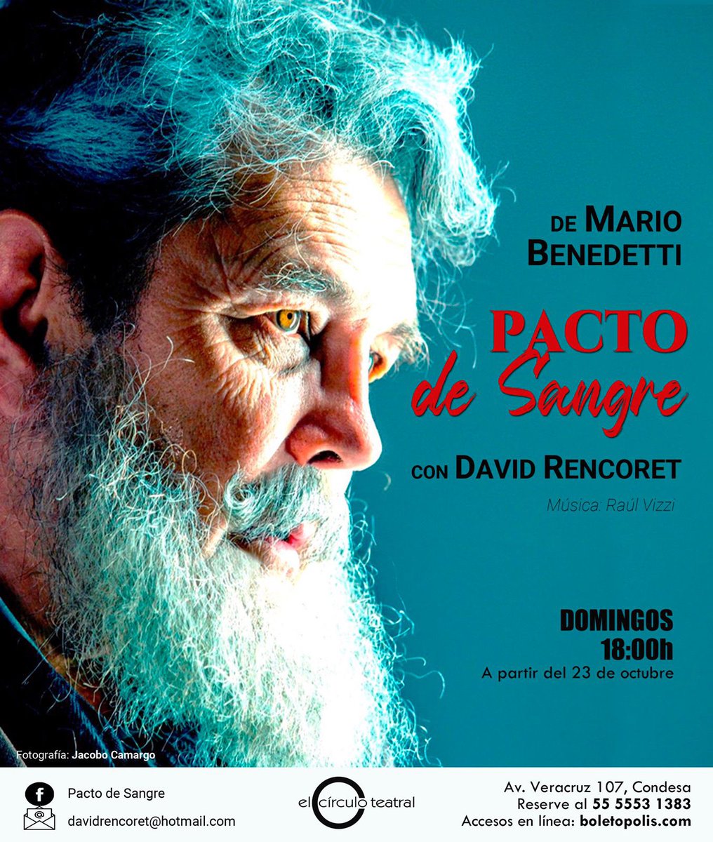 Tengo 3 #pasesdobles para Pacto de Sangre de Mario Benedetti en el Círculo Teatral 23 oct 6 pm da #rt #sígueme sigue a @CIRCULOTEATRAL manda #sandymoon #yovoy un gif de sangre y te los llevas 👏 debes tener rts de mis tweets para participar #boletosdobles